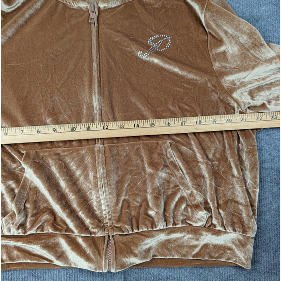 Victorias Secret Pink Velour Tracksuit Womens Medium Gold Sequin Y2K Lounge Set - Picture 2 of 16